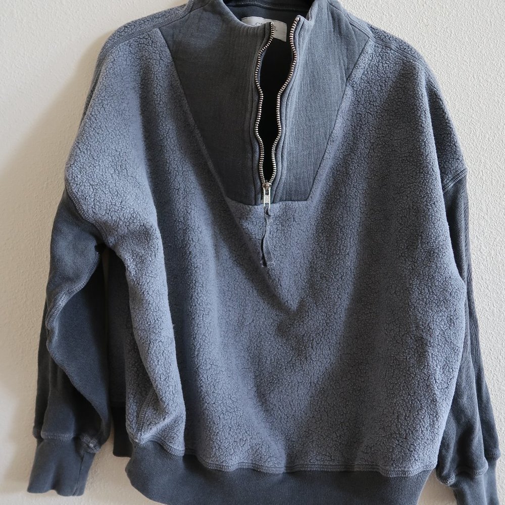 The Great. zip pullover grey sweatshirt